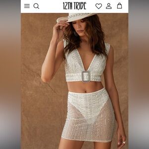 12th tribe matching white sparkly set! Cute for any festival or bachelorette